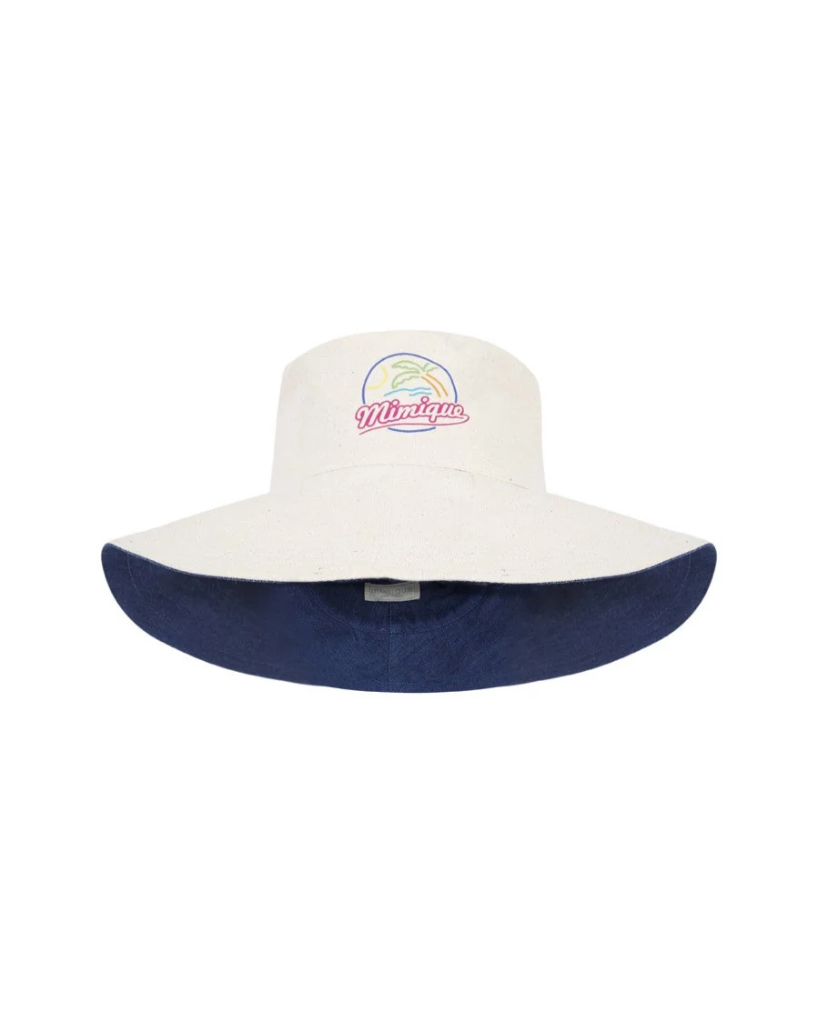 Sombrero de playa reversible vaquero & hueso con logo palmera