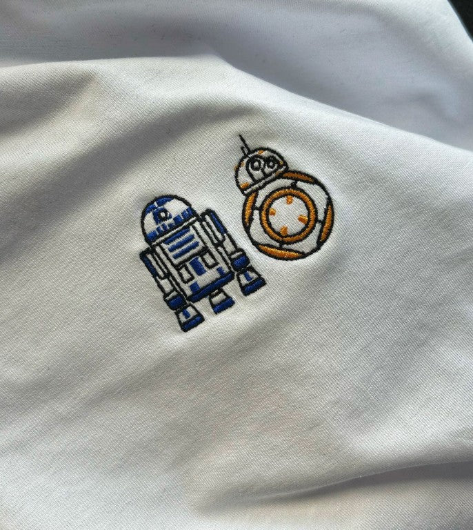 Camiseta bordado Droides Blanco