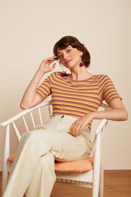 Camiseta Lily Tee Cleo rayas Crema