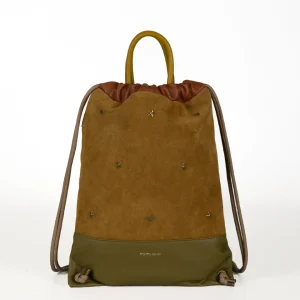 Tachuelas verde oliva, beige y cuero